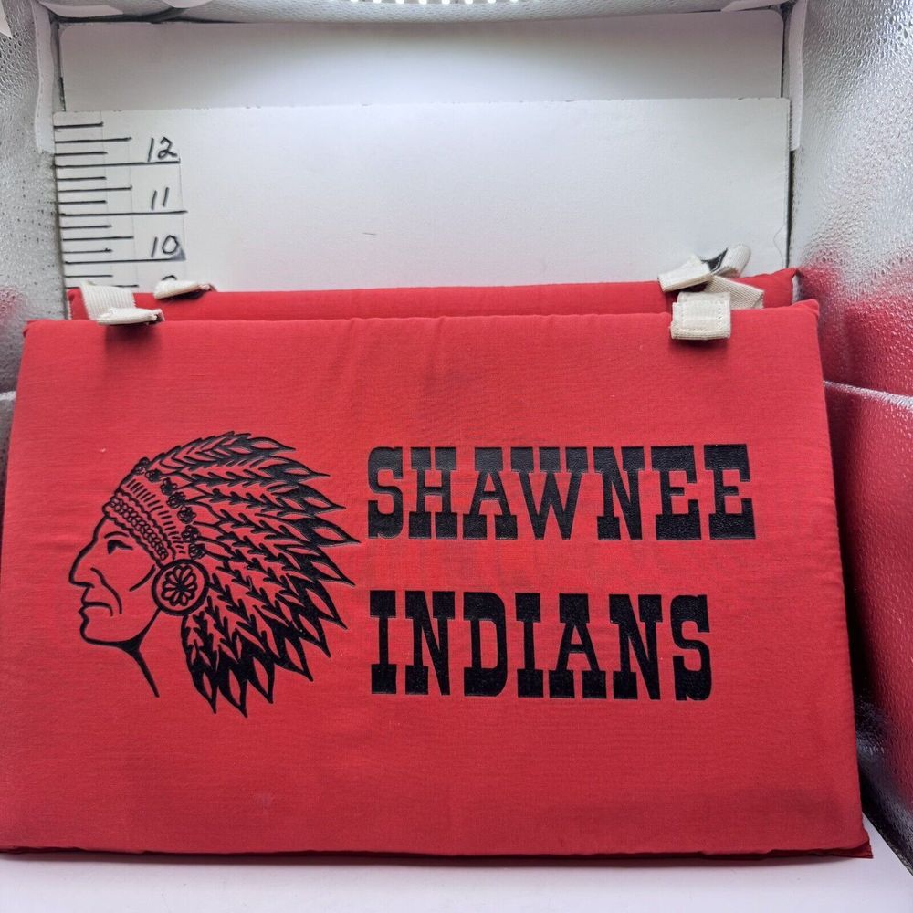 Shawnee Indians Football 2 Vintage Seat Cushions Red With Chief Logo Plymouth PA - Picture 10 of 15